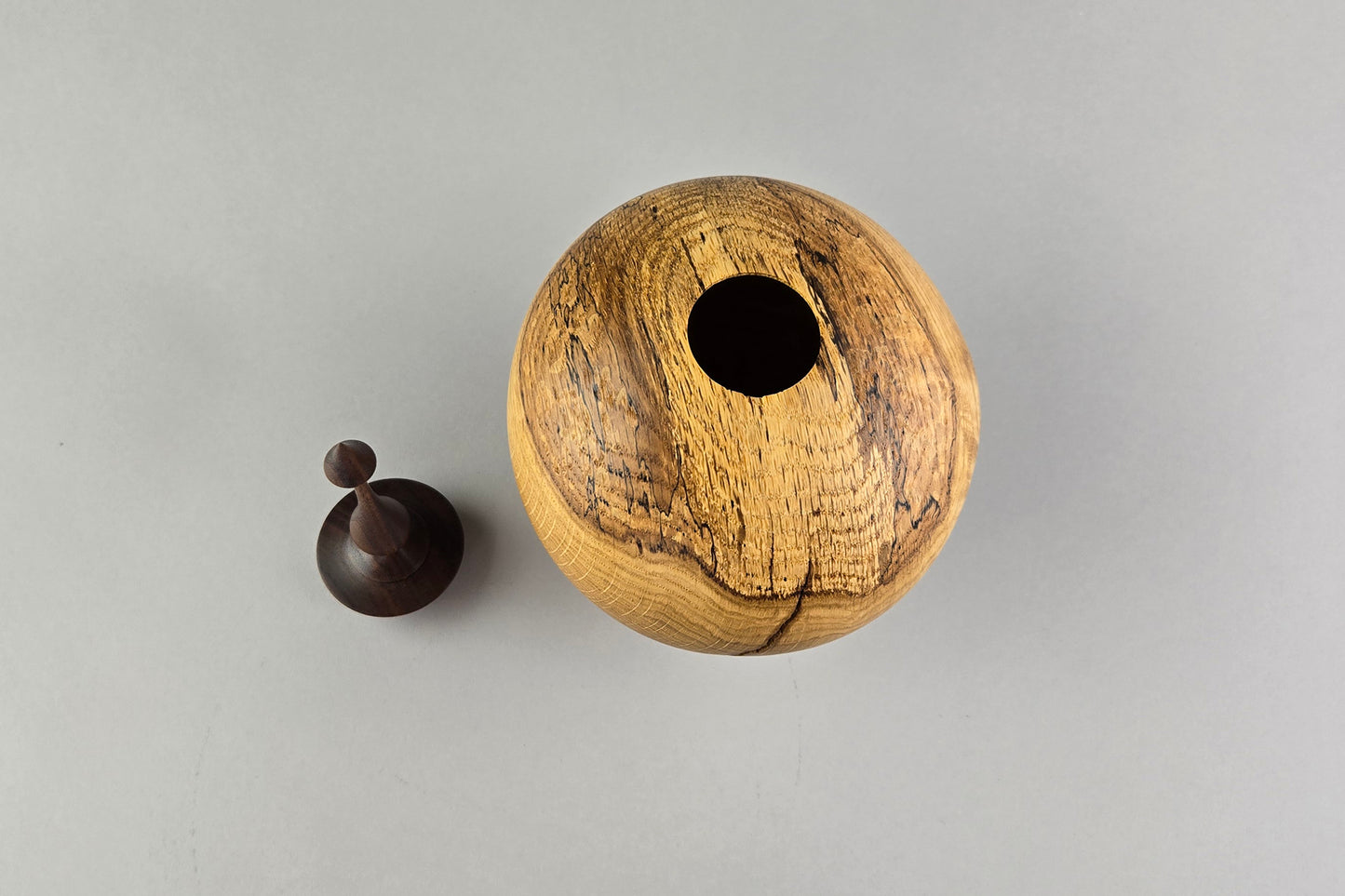 Spalted White Oak Burl Hollow Form/Walnut Finial