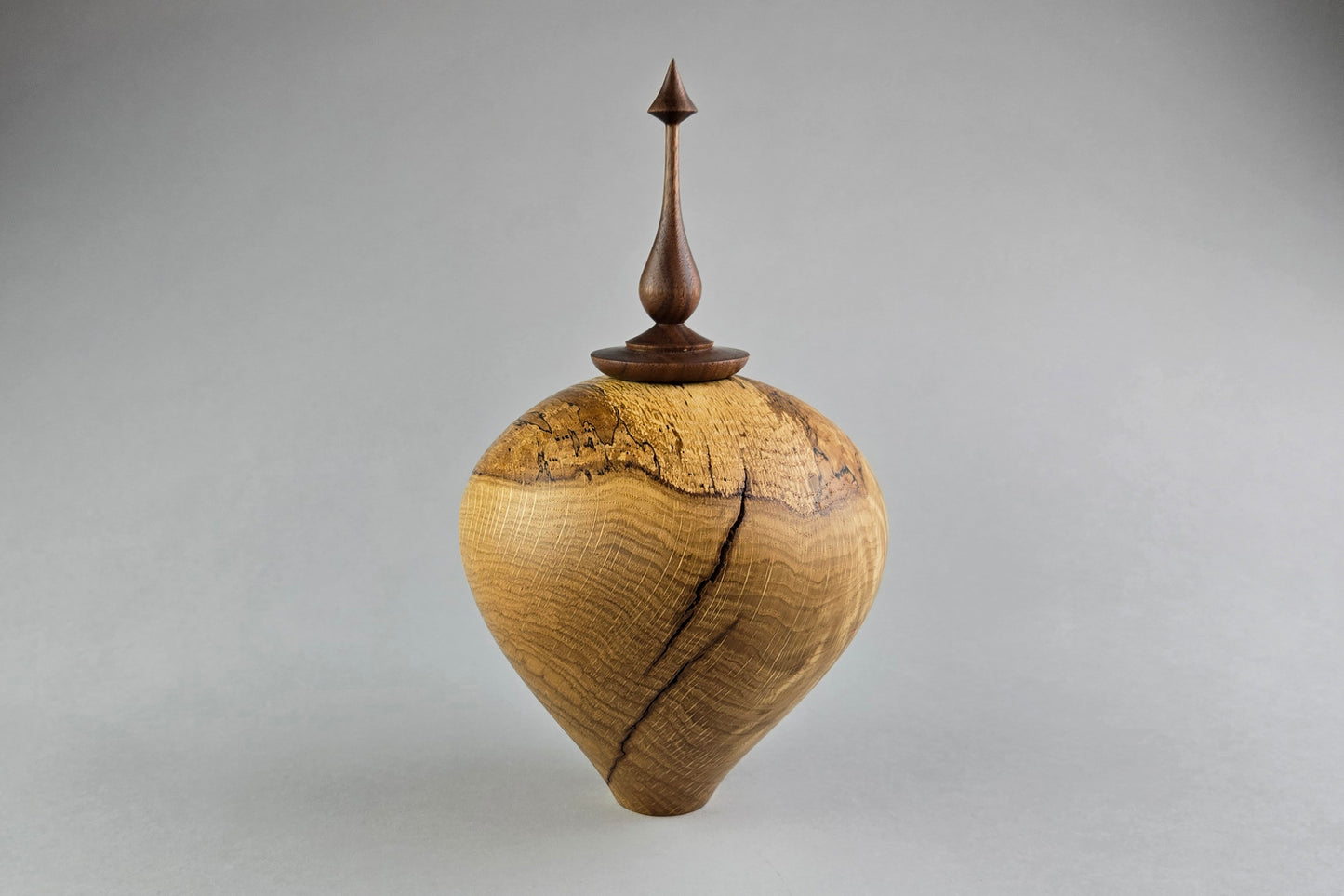 Spalted White Oak Burl Hollow Form/Walnut Finial