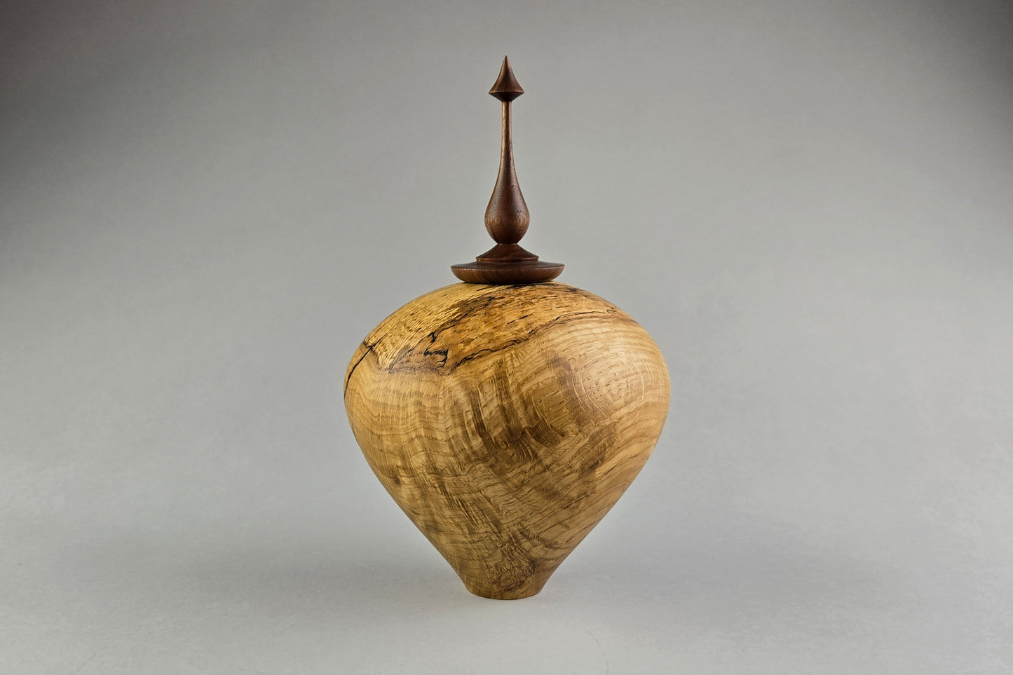 Spalted White Oak Burl Hollow Form/Walnut Finial