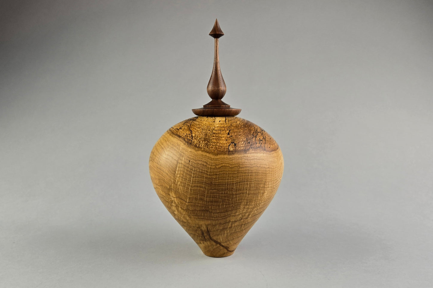 Spalted White Oak Burl Hollow Form/Walnut Finial
