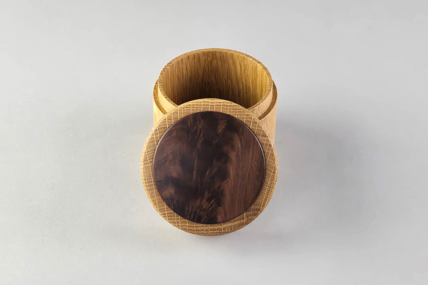 White Oak Box with Walnut Burl Inlay