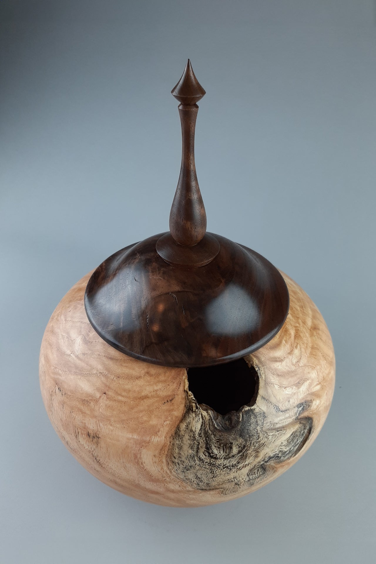 Locust Hollow Form from crotch with Walnut Cap & Finial