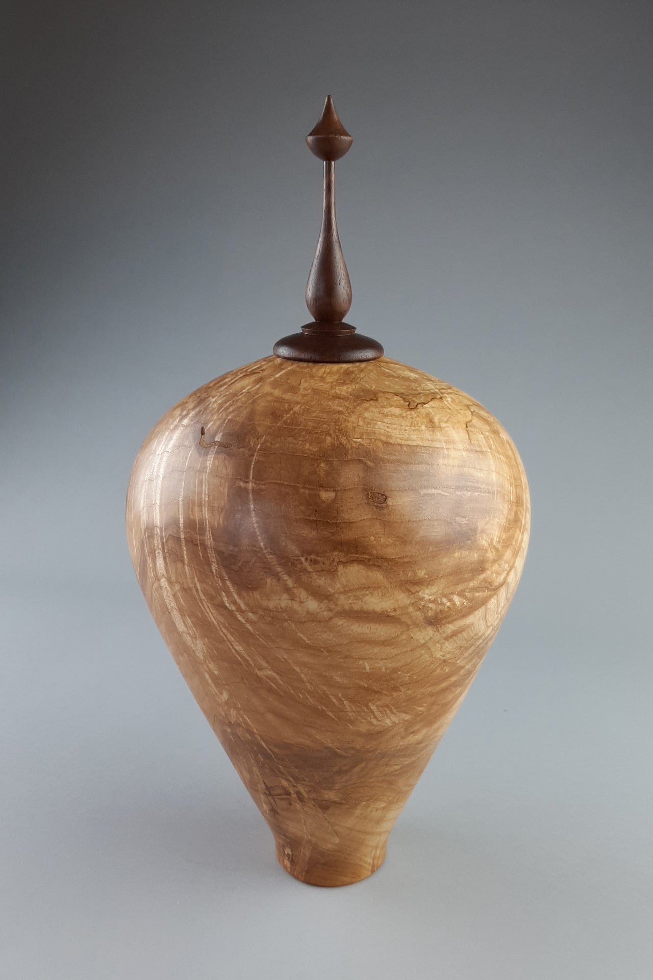 Ash Burl Hollow Form from crotch with Walnut Finial