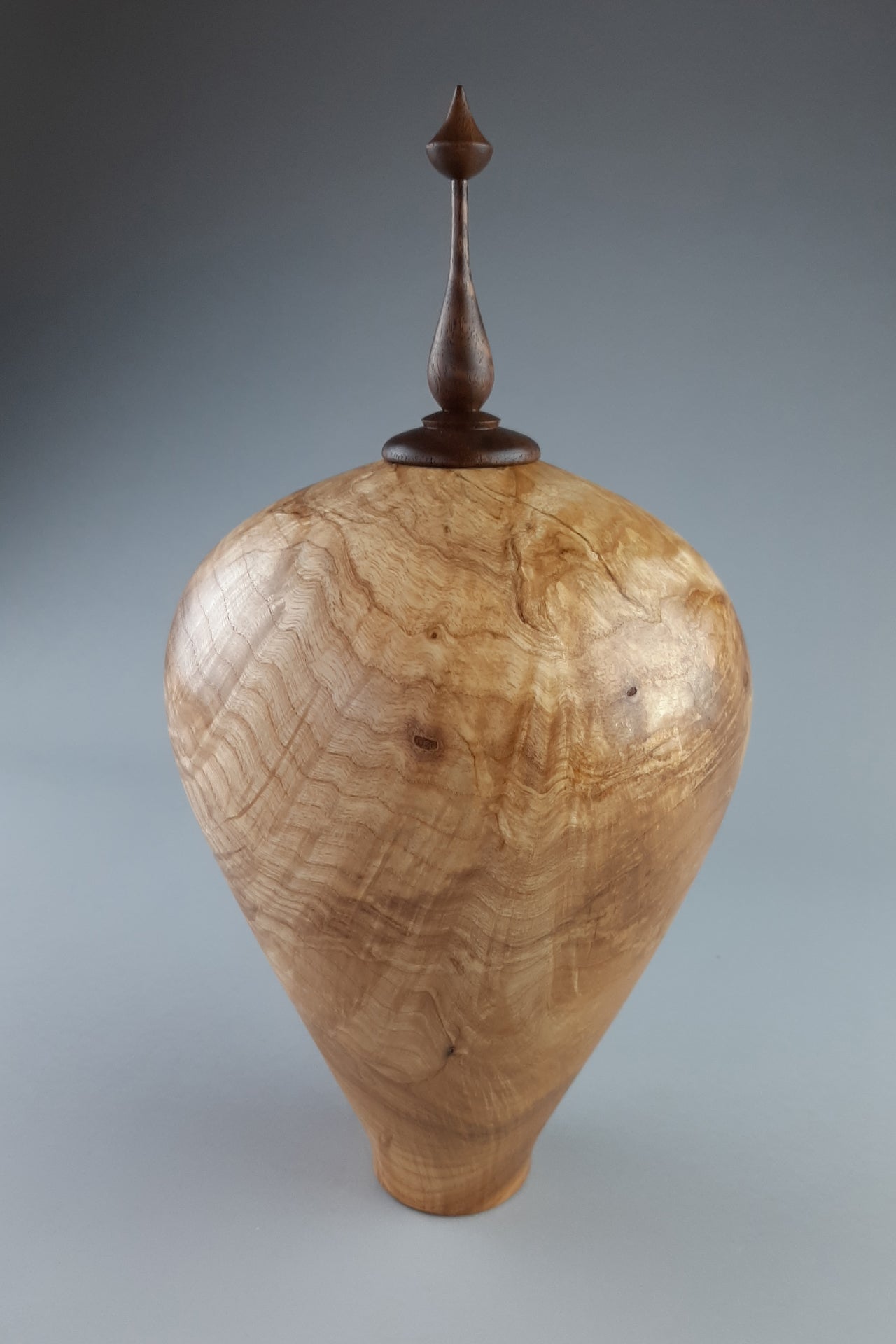 Ash Burl Hollow Form from crotch with Walnut Finial