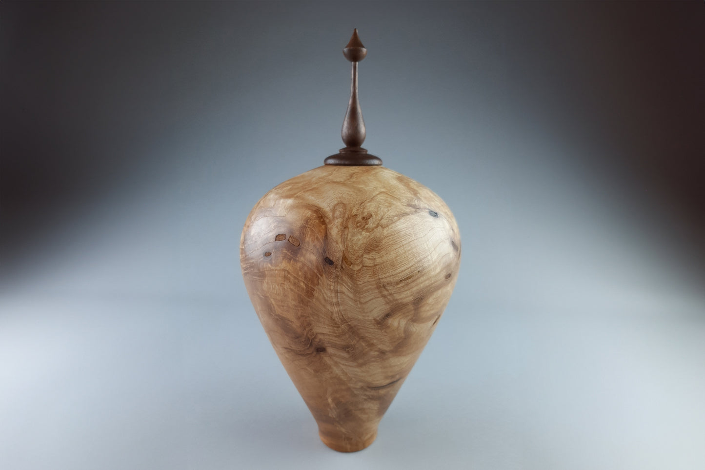 Ash Burl Hollow Form from crotch with Walnut Finial