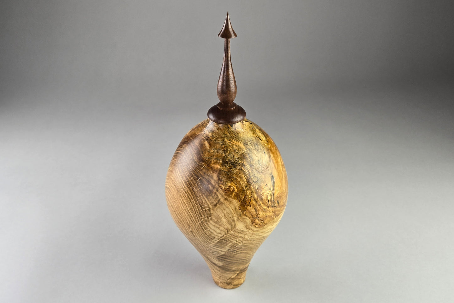 Oak Burl Hollow Form w/Walnut finial