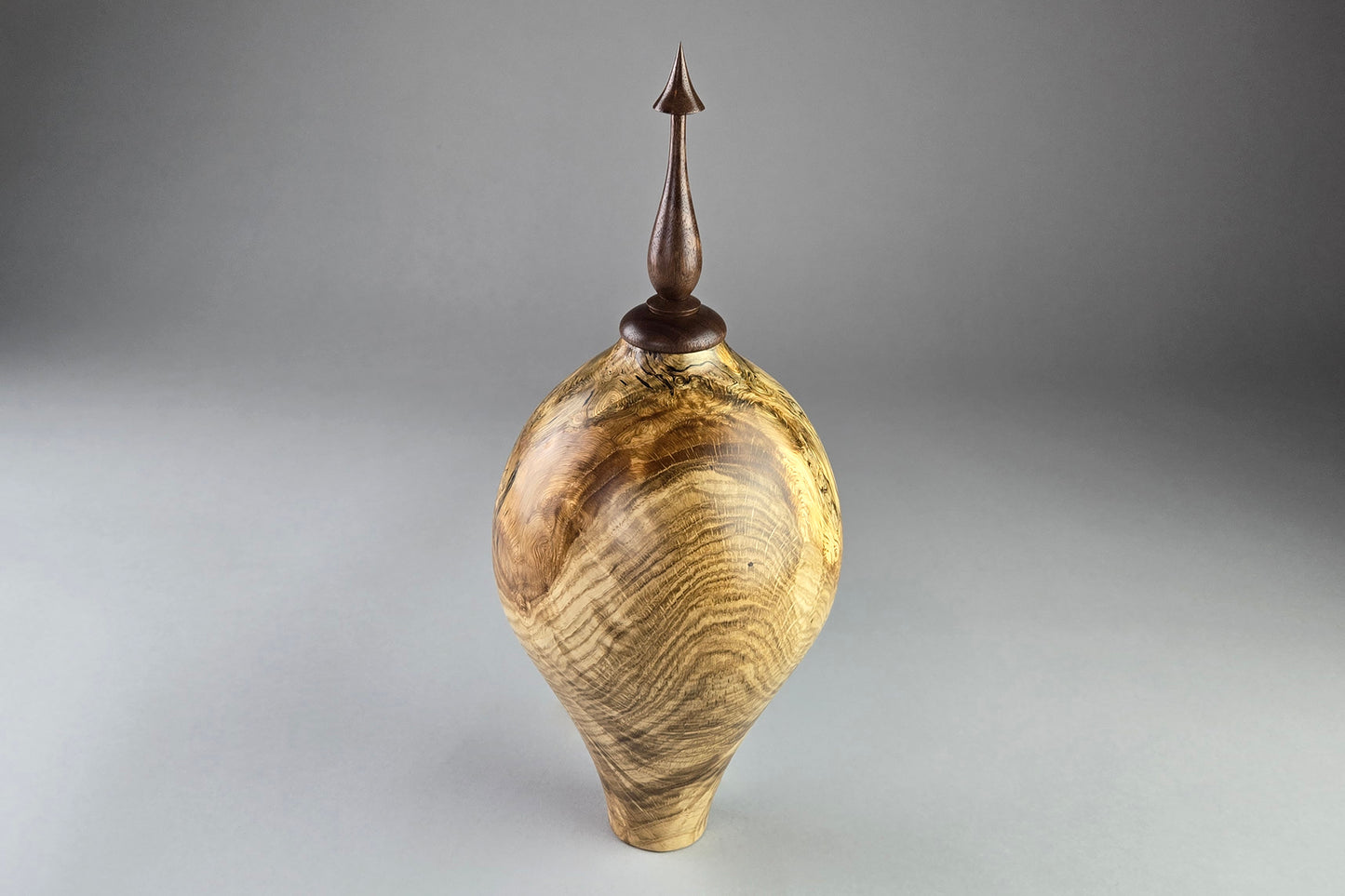 Oak Burl Hollow Form w/Walnut finial