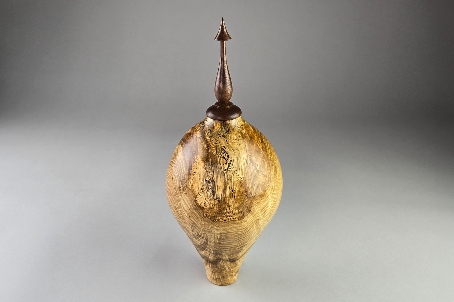 Oak Burl Hollow Form w/Walnut finial