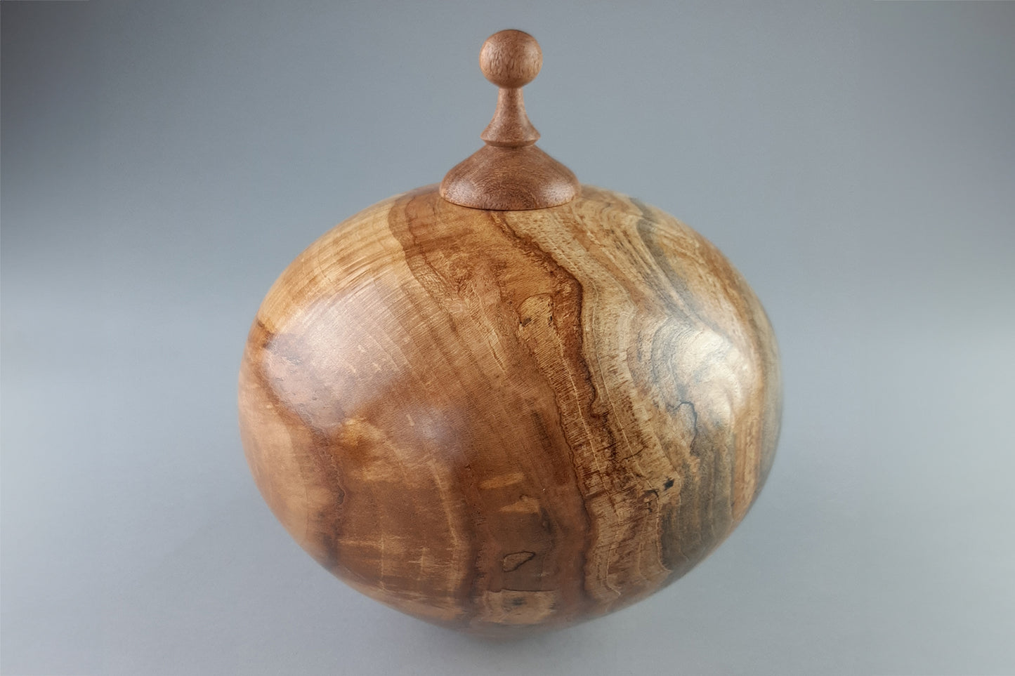 Spalted Maple Hollow Form with Mesquite Cap