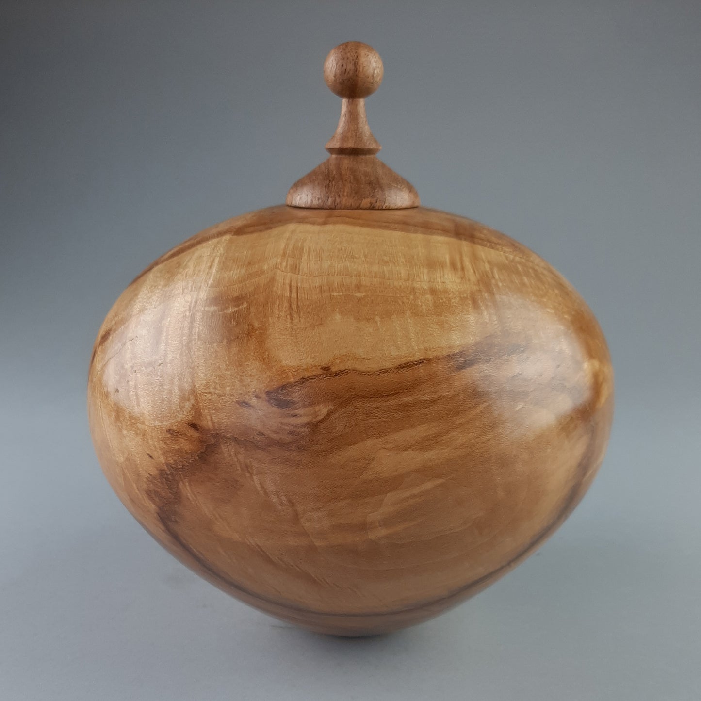 Spalted Maple Hollow Form with Mesquite Cap