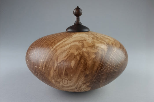 White Oak Burl Hollow Form with Texas Ebony Cap