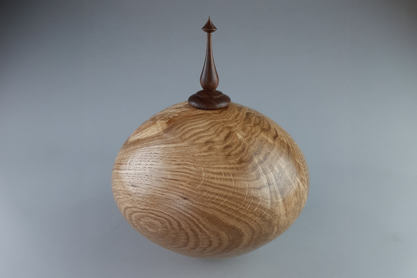 White Oak Hollow Form from crotch with Walnut Finial