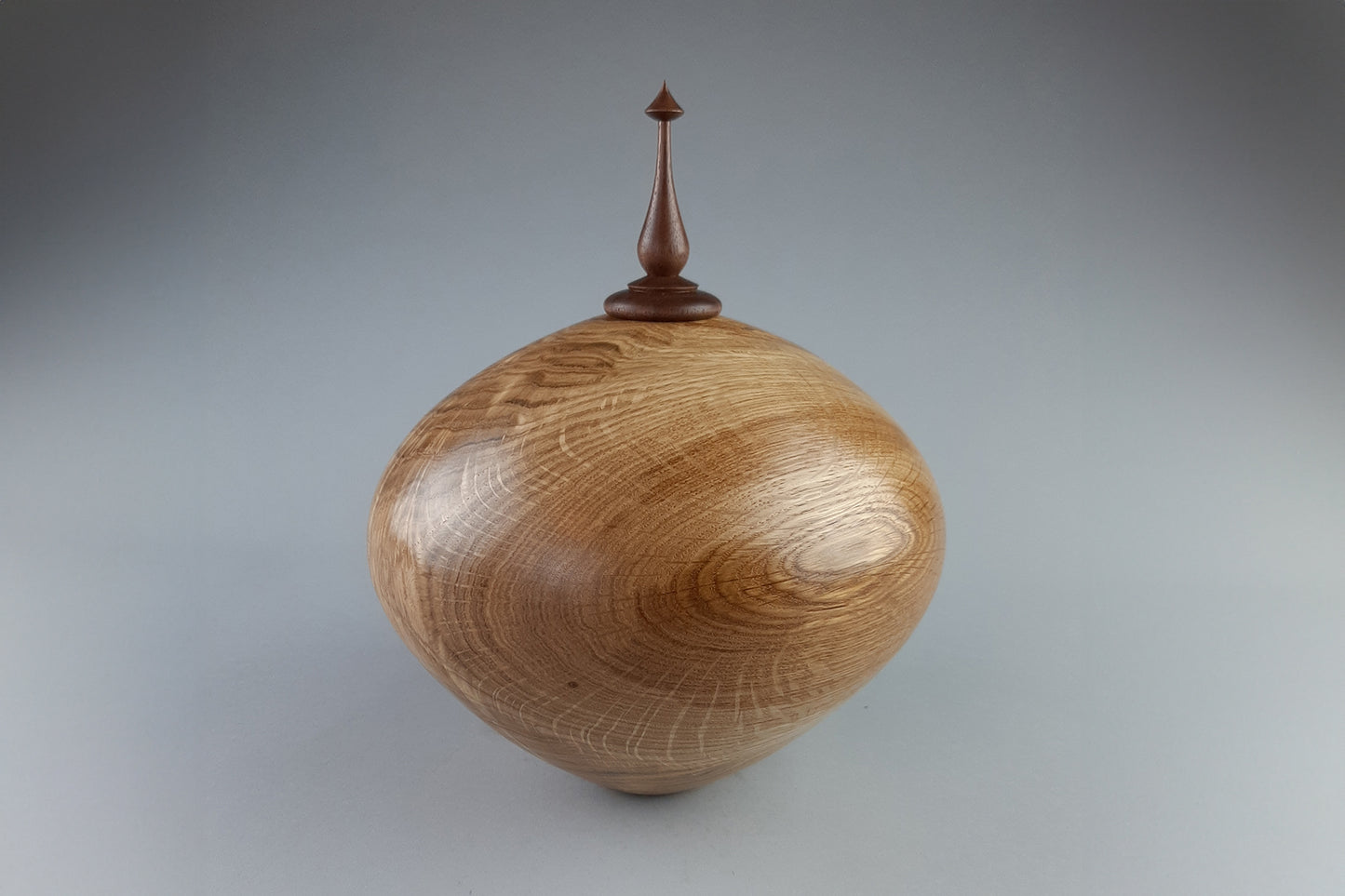 White Oak Hollow Form from crotch with Walnut Finial