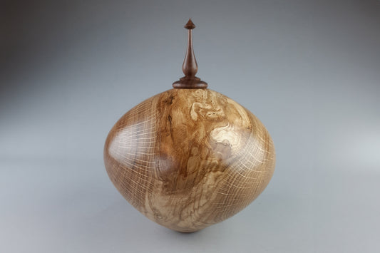 White Oak Hollow Form from crotch with Walnut Finial