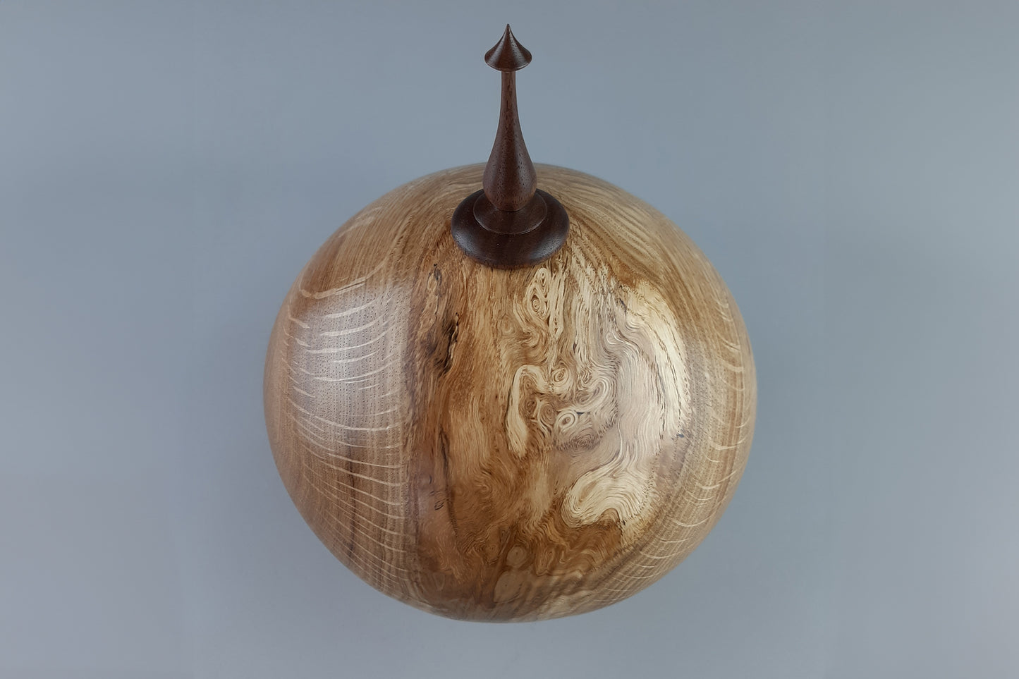 White Oak Hollow Form from crotch with Walnut Finial