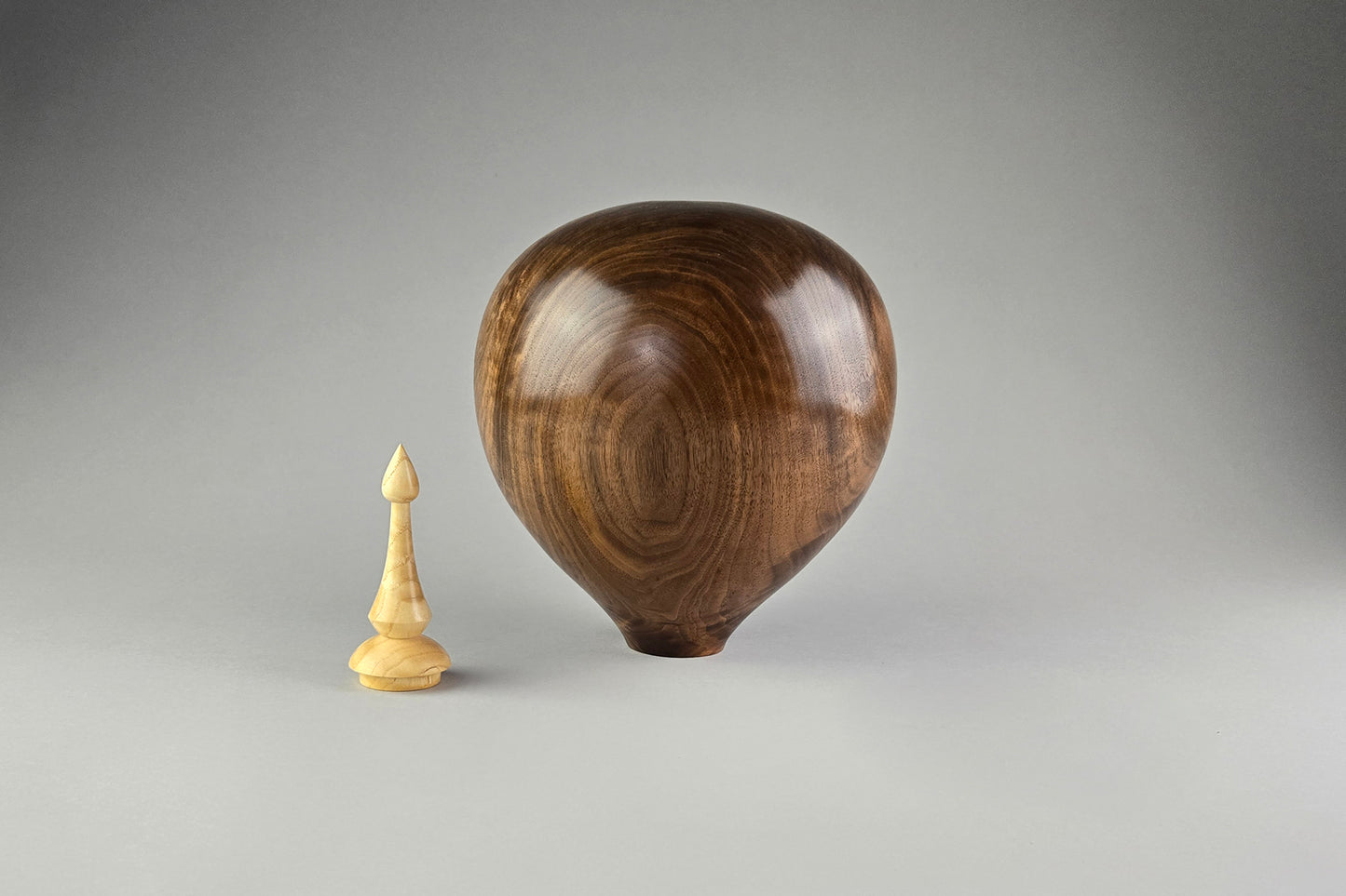 Walnut Crotch Hollow Form w/curly ash finial