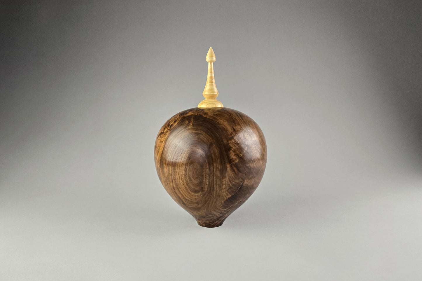 Walnut Crotch Hollow Form w/curly ash finial